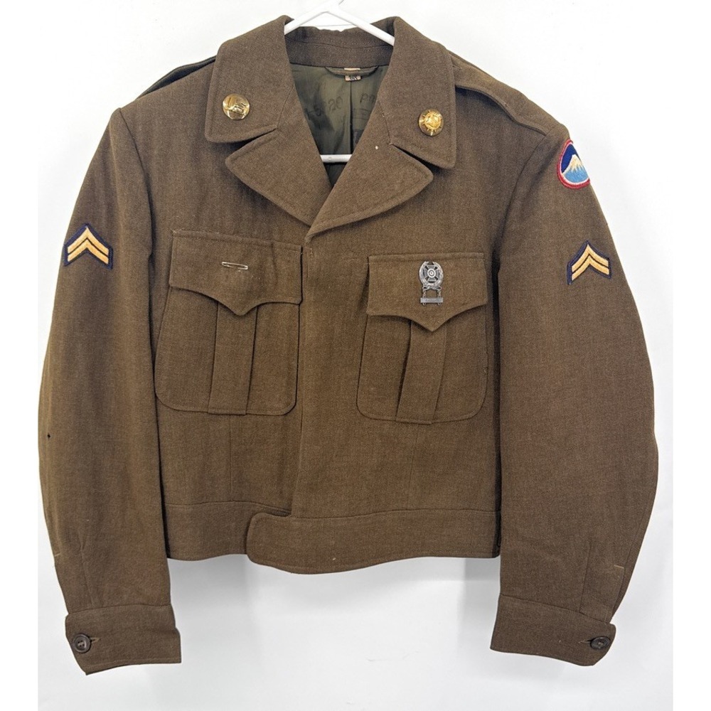WWII Army Transport Far East Corporal Grenade Qualification Coat Jacket Brown